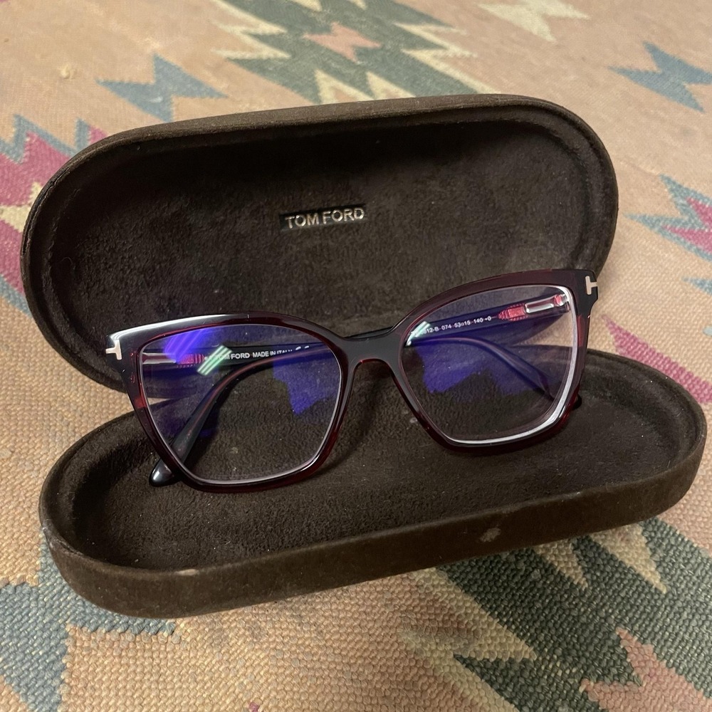 Tom Ford Eyeglass Frames Womens Red Full Rim Cat Eye TF5812-B 074 Italy Havana
